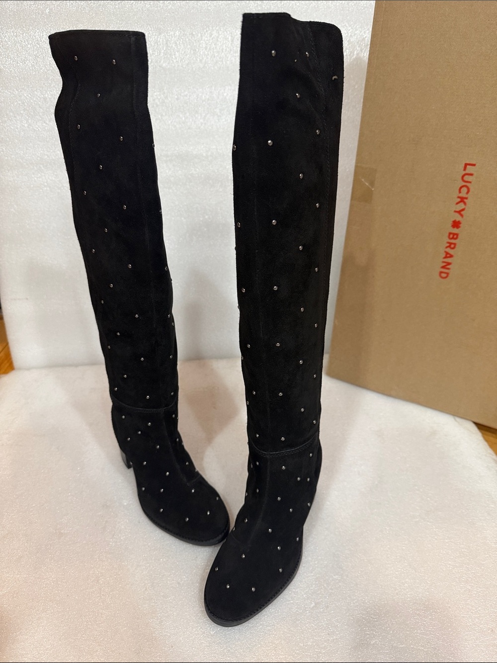 Lucky Brand Womens Borah Studded Knee High Boots Black 6 Medium